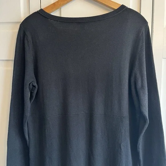 J.JILL PureJill Petite Med Cotton Cashmere Blend Faux Wrap Sweater Dress Black - Picture 5 of 13